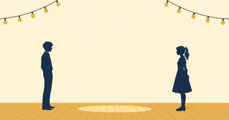 Silhouettes of two people dancing with space between them, representing the Rice Purity Test phrase "danced without leaving room for Jesus"